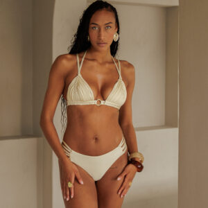 BON KINI - THE BUTTER YELLOW BIKINI BOTTOM - BEIGE - MACRAMÉ STIJL