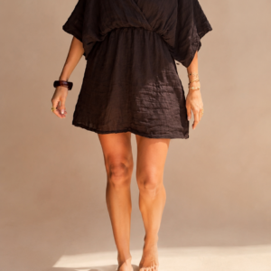 The Espresso Linen Beach Dress - Bon Kini